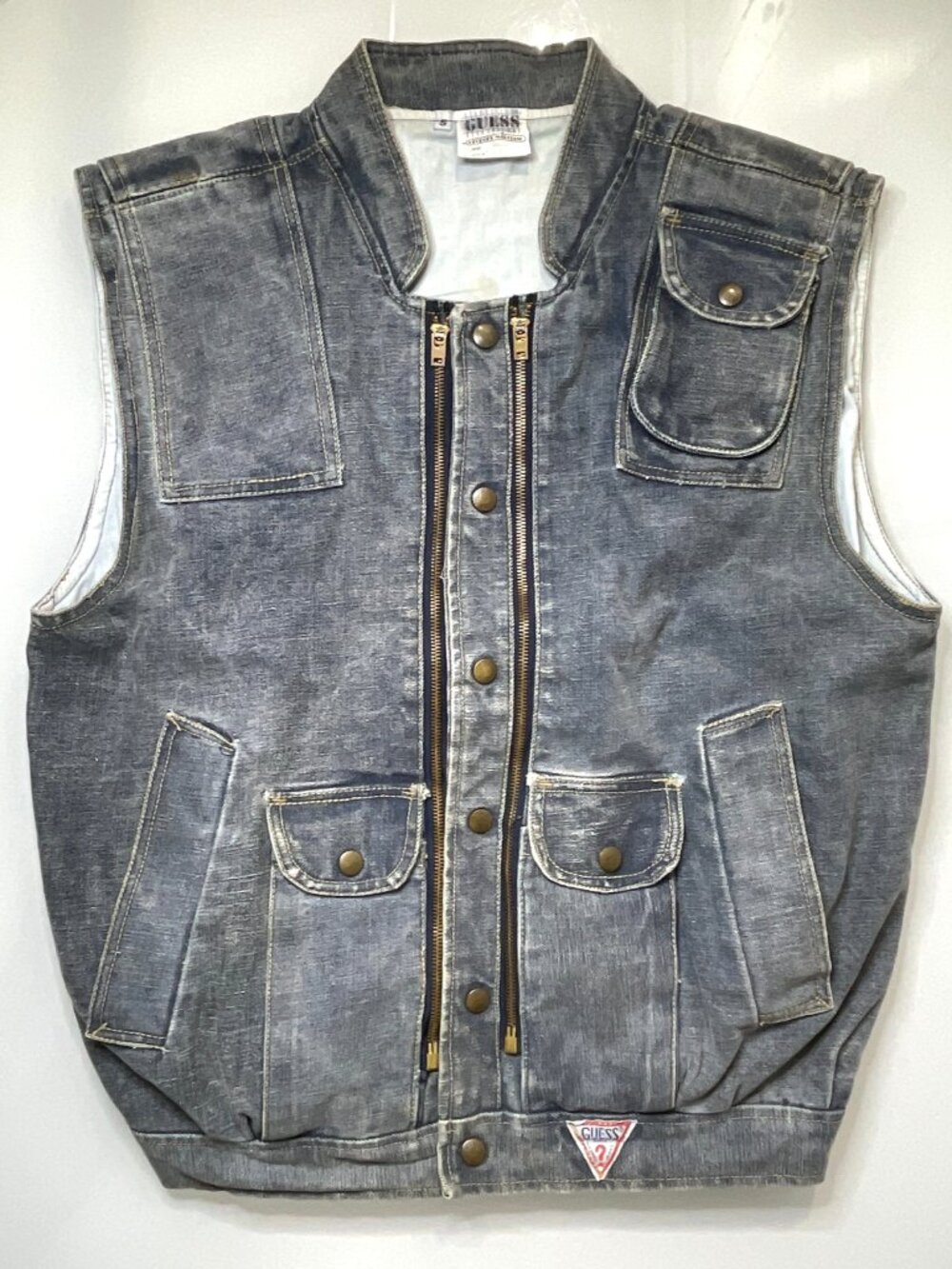 Vintage 80s GUESS Georges Marciano Sleeveless  Vest Made in USA Denim Large